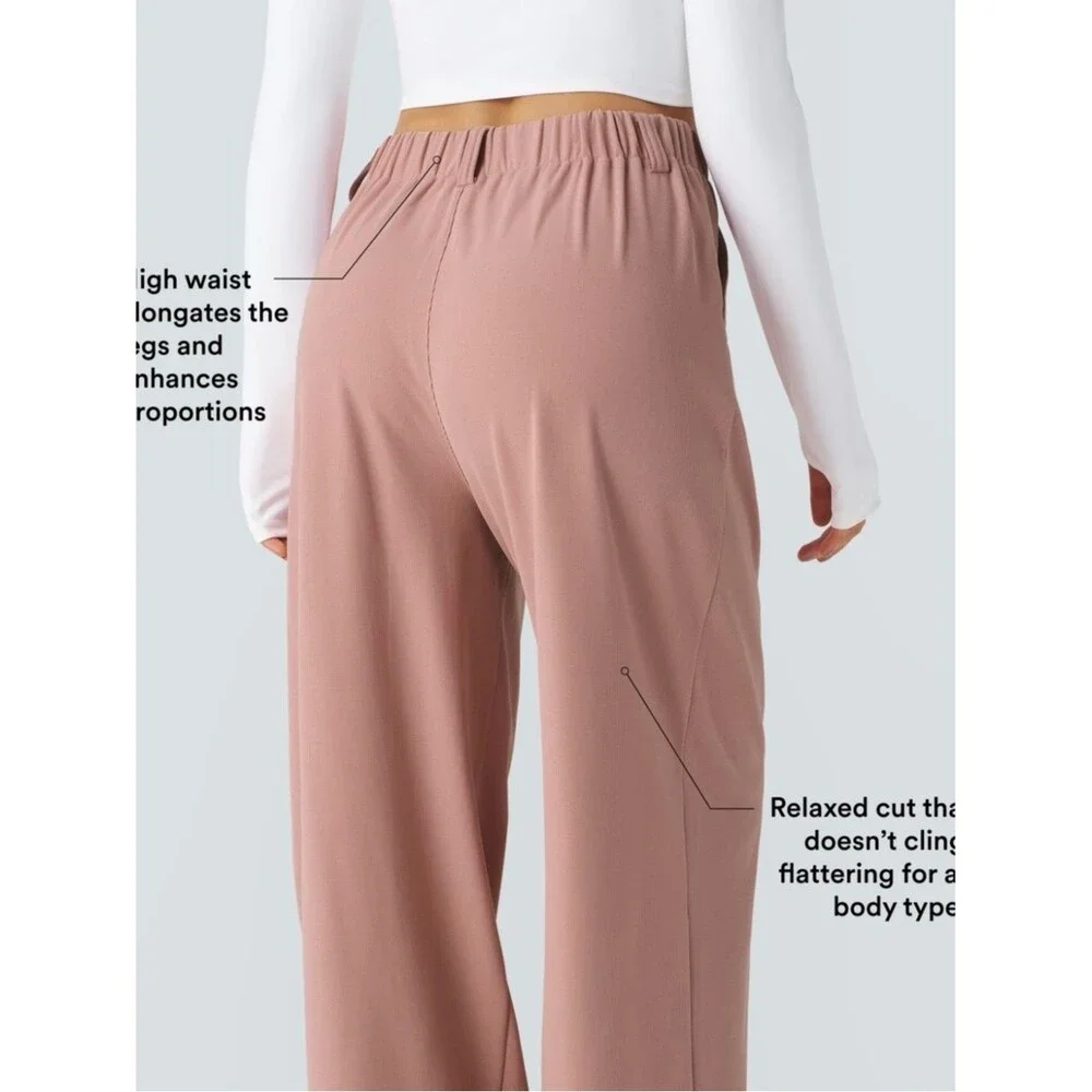 HALARA Dusty Rose Wide-Leg Pleated Pants - Picture 3 of 7